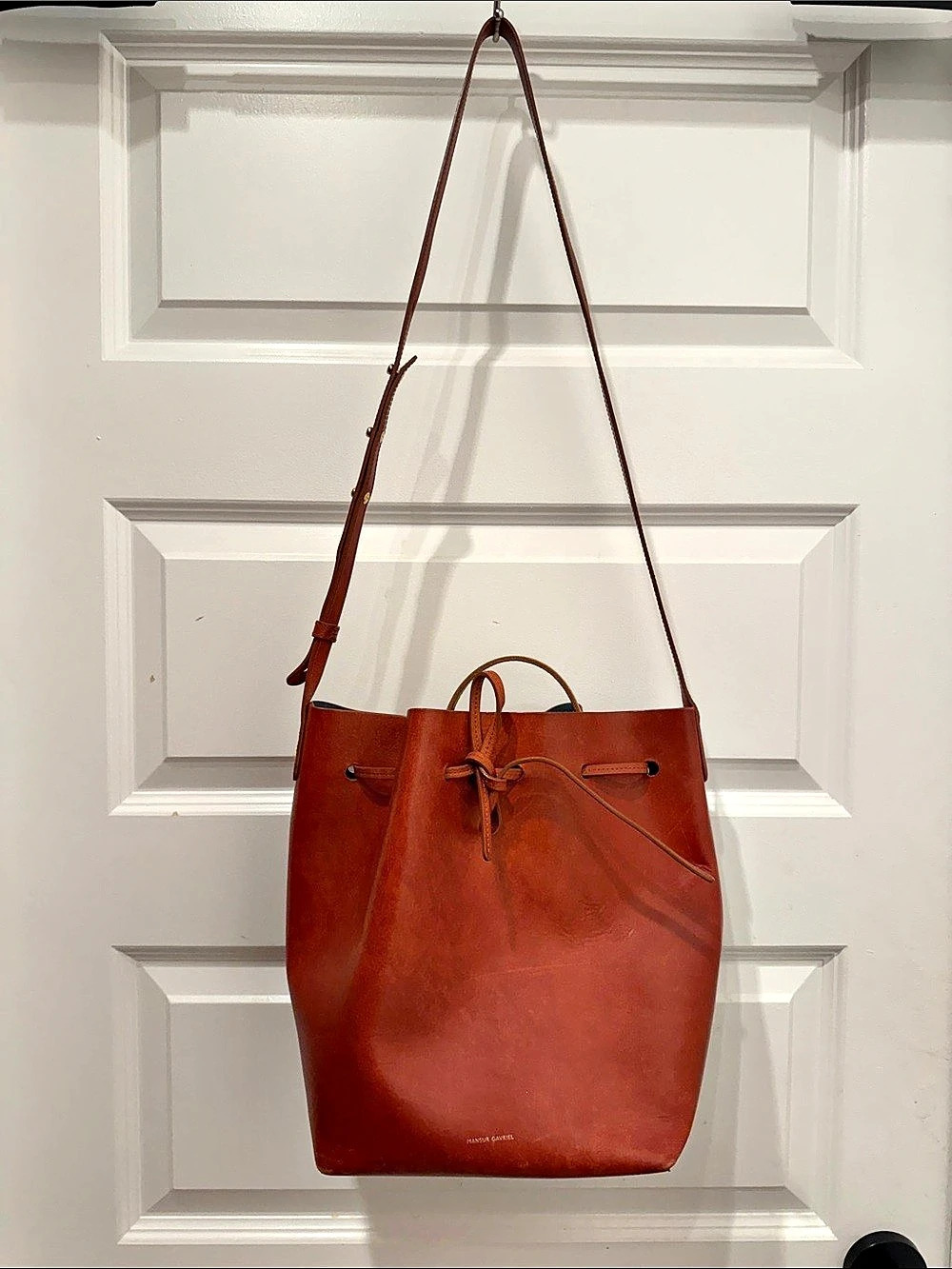 Mansur Gavriel Large Bucket Bag Leather Shoulder Bag in Brown